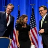 Ngoại trưởng Canada Chrystia Freeland (giữa), Đại diện thương mại Mỹ Robert Lighthizer (trái) và Bộ trưởng Kinh tế Mexico Ildefonso Guajardo Villarreal tại vòng một tái đàm phán NAFTA ở Washington DC., Mỹ. (Nguồn: THX/TTXVN)