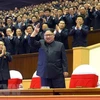 Nhà lãnh đạo Triều Tiên Kim Jong-un (giữa, phía trước) tại một sự kiện ở Bình Nhưỡng. (Nguồn: AFP/TTXVN)