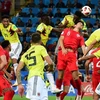 Tình huống đội tuyển Colombia có bàn thắng gỡ hòa 1-1 vào lưới đối thủ Anh trong trận đấu ở vòng loại trực tiếp Giải bóng đá World Cup 2018 diễn ra ở Moskva, Nga, ngày 3/7. (Nguồn: THX/TTXVN) 