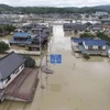 Nhiều ngôi nhà bị chìm trong nước sau đợt mưa lớn tại Kurashiki, tỉnh Okayama, miền Tây Nhật Bản ngày 8/7. (Nguồn: Kyodo/TTXVN)