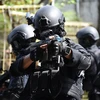 Cảnh sát Indonesia tham gia cuộc diễn tập chống khủng bố. (Nguồn: AFP/TTXVN)