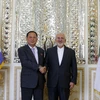 Ngoại trưởng Iran Mohammad Javad Zarif (phải) trong cuộc gặp với người đồng cấp Triều Tiên Ri Yong Ho tại Tehran ngày 7/8. (Nguồn: AFP/TTXVN)