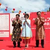Đại sứ Việt Nam tại Nhật Bản, Thống đốc tỉnh Kanagawa và Đại sứ lễ hội tuyên bố khai mạc sự kiện. (Ảnh: Hồng Hà/TTXVN)