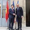 Phó Thủ tướng Trịnh Đình Dũng và Bộ trưởng Môi trường Pháp François de Rugy. (Ảnh: Linh Hương/TTXVN) 