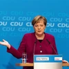 Thủ tướng Đức Angela Merkel trong cuộc họp báo tại trụ sở đảng CDU ở Berlin. (Nguồn: AFP/TTXVN) 