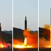 Triều Tiên phóng thử tên lửa đạn đạo tầm trung đất đối đất Hwasong-12 ngày 15/5/2017. (Ảnh: Yonhap/TTXVN) 
