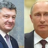 Tổng thống Nga Vladimir Putin (phải) và người đồng cấp Ukraine Petro Poroshenko (trái). (Nguồn: The Telegraph/TTXVN) 
