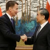 Ngoại trưởng Trung Quốc Vương Nghị (phải) và Ngoại trưởng Anh Jeremy Hunt. (Nguồn: news.sky.com) 