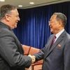 Ngoại trưởng Mỹ Mike Pompeo trong cuộc gặp người đồng cấp Triều Tiên Ri Yong-ho tại New York, Mỹ ngày 26/9/2018. (Nguồn: Yonhap/TTXVN) 