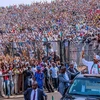 Tổng thống Nigeria Muhammadu Buhari (phải) trong cuộc vận động tranh cử ở Katsina ngày 14/2/2019. (Nguồn: THX/TTXVN) 