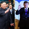 Tổng thống Mỹ Donald Trump (phải) và Chủ tịch Triều Tiên Kim Jong-un (trái) tới Việt Nam để dự Hội nghị thượng đỉnh Mỹ- Triều lần hai, ngày 26/2/2019. (Nguồn: Yonhap/TTXVN) 