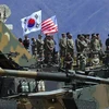 Binh sỹ Hàn Quốc và Mỹ tham gia cuộc tập trận chung ở Pocheon, Hàn Quốc. (Nguồn: AFP/TTXVN) 