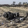Một bộ phận của máy bay Boeing 737 MAX thuộc Hãng hàng không Ethiopian Airlines tại hiện trường vụ tai nạn gần thủ đô Addis Ababa, ngày 11/3/2019. (Nguồn: AFP/TTXVN) 