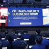 Thủ tướng Nguyễn Xuân Phúc phát biểu tại diễn đàn Doanh nghiệp Việt Nam-Thụy Điển. (Ảnh: Thống Nhất/TTXVN) 