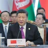 Chủ tịch Trung Quốc Tập Cận Bình phát biểu tại Hội nghị Tổ chức Hợp tác Thượng Hải ở Bishkek, Kyrgyzstan, ngày 14/6. (Nguồn: THX/TTXVN) 