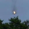 Máy bay chiến đấu Eurofighter bốc cháy sau vụ va chạm ở Malchow, Đức, ngày 24/6/2019. (Nguồn: AFP/TTXVN) 