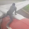 [Video] Người đàn ông liều mình nhảy lên cánh máy bay đang cất cánh