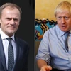 Thủ tướng Anh Boris Johnson (phải) và Chủ tịch Hội đồng châu Âu Donald Tusk. (Nguồn: PA) 