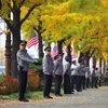 Cảnh sát đã bắt giữ các sinh viên do xâm nhập trái phép vào khuôn viên tư dinh của Đại sứ Mỹ tại Seoul. (Nguồn: AFP/TTXVN) 
