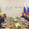 Các nhà lãnh đạo tham dự Hội nghị thượng đỉnh Nga-châu Phi ở Sochi, Nga, ngày 23/10. (Nguồn: AFP/TTXVN) 