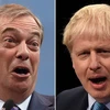 Thủ tướng Anh Boris Johnson (phải) và lãnh đạo đảng Brexit Nigel Farage. (Nguồn: AFP/TTXVN) 