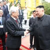 Tổng Bí thư, Chủ tịch nước Nguyễn Phú Trọng và Chủ tịch Triều Tiên Kim Jong-un. (Ảnh: Trí Dũng/TTXVN) 