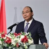 Thủ tướng Nguyễn Xuân Phúc phát biểu tại Diễn đàn doanh nghiệp Việt Nam-Hàn Quốc. (Ảnh: Thống Nhất/TTXVN) 