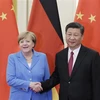 Chủ tịch Trung Quốc Tập Cận Bình và Thủ tướng Đức Angela Merkel. (Nguồn: AFP) 