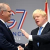 Thủ tướng Australia Scott Morrison và người đồng cấp Anh Boris Johnson. (Nguồn: PA) 