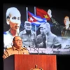 Trung tướng Trung tướng Elfre Pérez Zaldivar Tư lệnh Ban chỉ huy Hậu cần của MINFAR đọc diễn văn chính tại buổi lễ. (Ảnh: Vũ Lê Hà/TTXVN) 