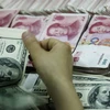Đồng USD và đồng nhân dân tệ của Trung Quốc tại ngân hàng ở tỉnh An Huy. (Nguồn: AFP/TTXVN) 