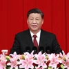 Chủ tịch Trung Quốc Tập Cận Bình đọc thông điệp chúc mừng năm mới 2020 tại Bắc Kinh. (Nguồn: THX/TTXVN) 