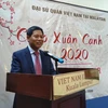 Đại sứ Lê Quý Quỳnh phát biểu tại tiệc mừng Xuân Canh Tý. (Ảnh: Hà Ngọc-Hoàng Nhương-Mạnh Tuân/Vietnam+) 