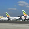 Máy bay của Ethiopian Airlines tại sân bay quốc tế Bole, thủ đô Addis Ababa, Ethiopia. (Ảnh: Phi Hùng/TTXVN) 