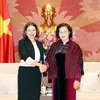 Chủ tịch Quốc hội Nguyễn Thị Kim Ngân tiếp Đại sứ Đặc mệnh toàn quyền Australia tại Việt Nam Robyn Louise Mudie. (Ảnh: Trọng Đức/TTXVN) 