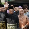 Ông Muhyiddin Yassin (thứ 2, trái, phía trước) tới lễ nhậm chức Thủ tướng Malaysia tại Kuala Lumpur, ngày 1/3/2020. (Nguồn: THX/TTXVN) 