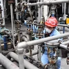 Công nhân kiểm tra dây chuyền sản xuất tại Tập đoàn Kỹ thuật hóa dầu Chuanwei ở thành phố Trùng Khánh, Trung Quốc ngày 20/2/2020. (Nguồn: THX/TTXVN) 