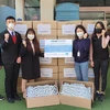 Số chai nước rửa tay được Hội sinh viên Việt Nam tại Hàn Quốc chuẩn bị gửi tới các bạn du học sinh Việt Nam ở thành phố Daegu và tỉnh Bắc Gyeongsang. (Nguồn: TTXVN) 