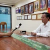Ông Sim Chy, Chủ tịch Hội Khmer-Việt Nam, trả lời phỏng vấn của phóng viên Cơ quan thường trú TTXVN. (Ảnh: Nguyễn Vũ Hùng/TTXVN) 