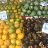 Trái cây được bày bán trong một khu chợ đầu mối ở thủ đô Bangkok. (Ảnh: Ngọc Quang/TTXVN) 