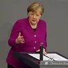 Thủ tướng Angela Merkel phát biểu tại cuộc họp về dịch COVID-19 ở Berlin, Đức, ngày 23/4/2020. (Nguồn: AFP/TTXVN) 