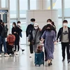 Hành khách đeo khẩu trang phòng lây nhiễm COVID-19 tại sân bay quốc tế Incheon, Hàn Quốc ngày 17/4/2020. (Nguồn: Yonhap/TTXVN) 