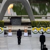 Thủ tướng Abe Shinzo của Nhật Bản tại lễ kỷ niệm 75 năm ngày Mỹ ném bom nguyên tử xuống thành phố Hiroshima. (Nguồn: AFP/Getty Images) 