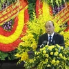 Thủ tướng Nguyễn Xuân Phúc đọc điếu văn tiễn biệt nguyên Tổng Bí thư Lê Khả Phiêu. (Nguồn: TTXVN)
