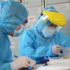 Các nhân viên y tế làm xét nghiệm SARS-CoV-2. (Ảnh: Văn Dũng/TTXVN) 