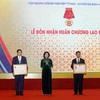 Phó Chủ tịch nước Đặng Thị Ngọc Thịnh trao Huân chương Lao động cho các cá nhân và tập thể. (Ảnh: Phan Tuấn Anh/TTXVN) 