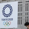 Biểu tượng Olympic Tokyo 2020 tại Tokyo, Nhật Bản. (Nguồn: THX/TTXVN) 