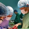 Các bác sỹ tiến hành ca phẫu thuật khẩn cấp cứu bệnh nhân qua cơn nguy kịch. (Nguồn: TTXVN phát) 