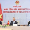 Phó Chủ tịch Quốc hội Uông Chu Lưu dự hội nghị trực tuyến. (Ảnh: Phương Hoa/TTXVN) 