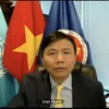 Đại sứ Đặng Đình Quý, Trưởng Phái đoàn đại diện thường trực Việt Nam tại Liên hợp quốc, phát biểu tại phiên họp của Hội đồng Bảo an. (Ảnh: Hữu Thanh/TTXVN) 